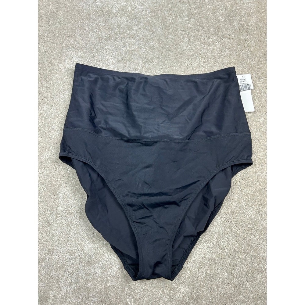 Island Escape Swimwear Women's Black Size 14 High Waist Tummy Control Bottom